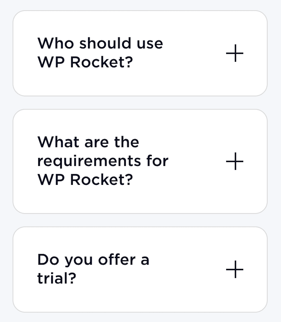 big text is good for clickable elements on mobile like FAQs